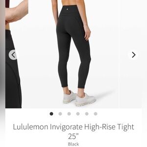 Lululemon Black Invigorate High Rise Tights Size 12